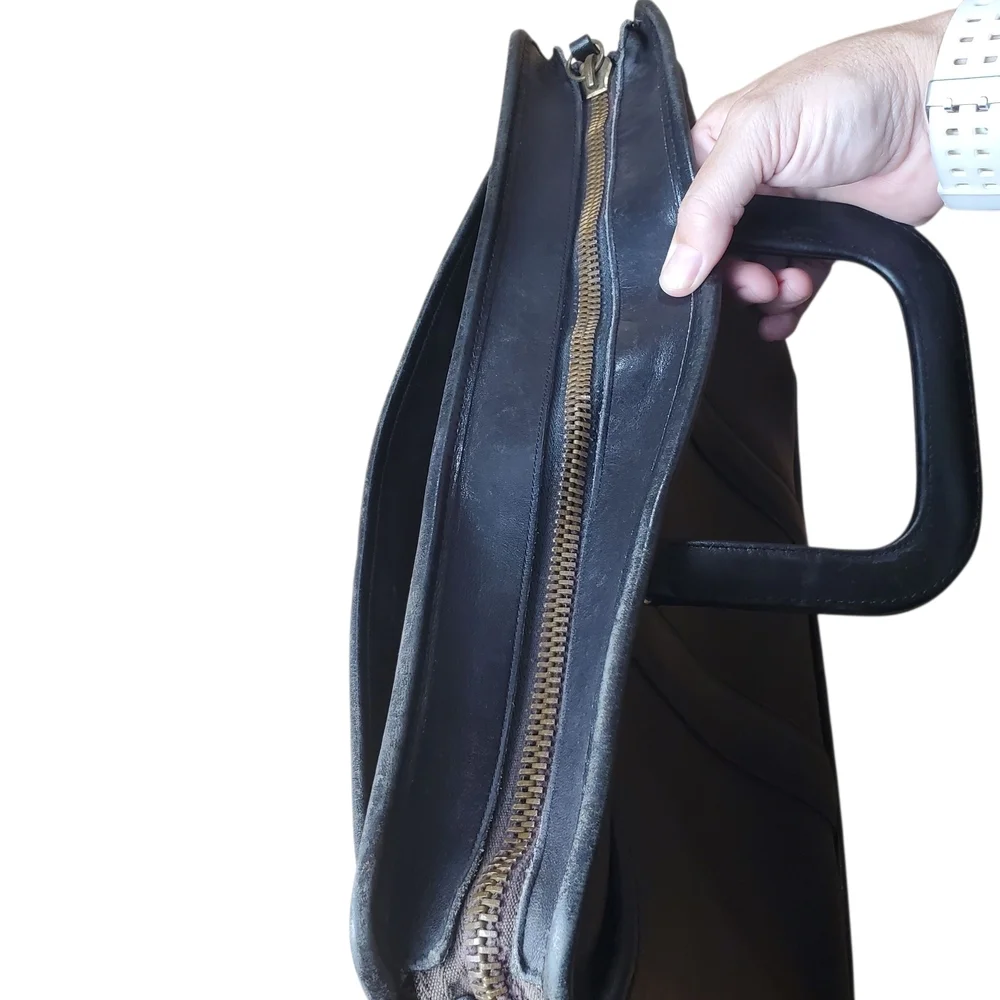 Vntg Coach Black Leather Briefcase. Made in USA.